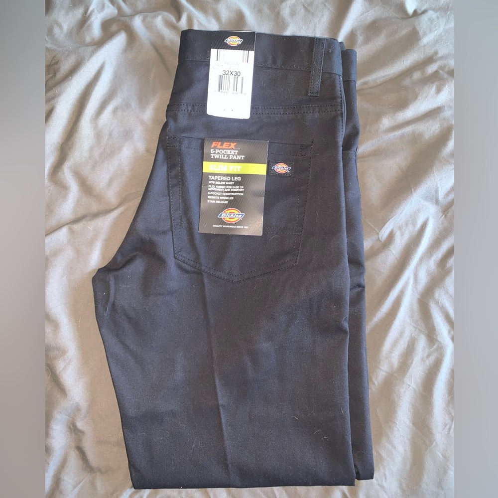 NWT! DICKIES Flex 5 Pocket Twill Pants Tapered Leg Blk 32X30 - Picture 5 of 9